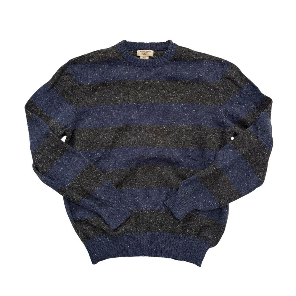 Dockers Crewneck Sweater Blue & Gray Stripe Heather Size Medium